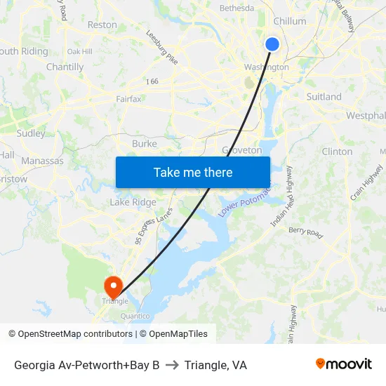 Georgia Av-Petworth+Bay B to Triangle, VA map