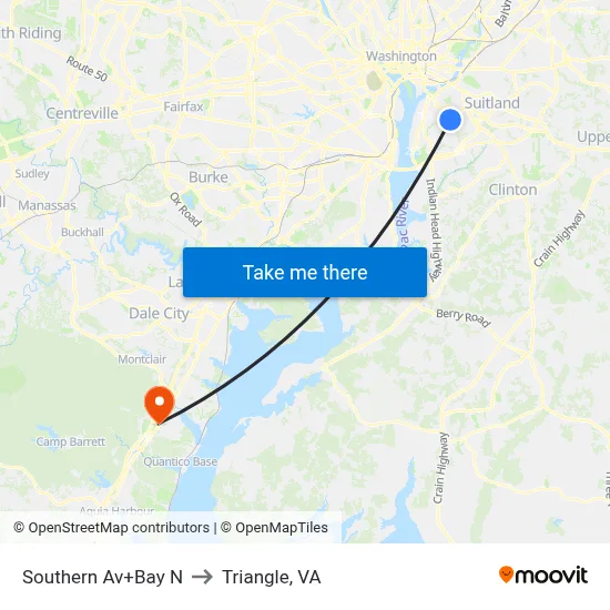 Southern Av+Bay N to Triangle, VA map