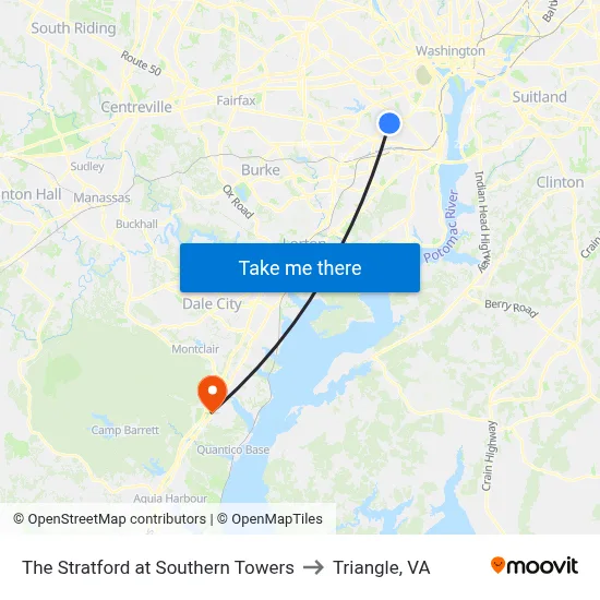The Stratford at Southern Towers to Triangle, VA map