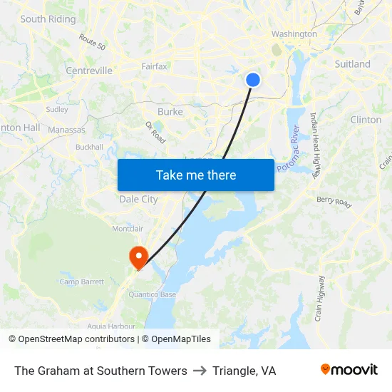 The Graham at Southern Towers to Triangle, VA map