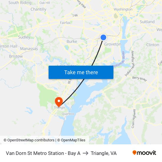 Van Dorn St Metro Station - Bay A to Triangle, VA map