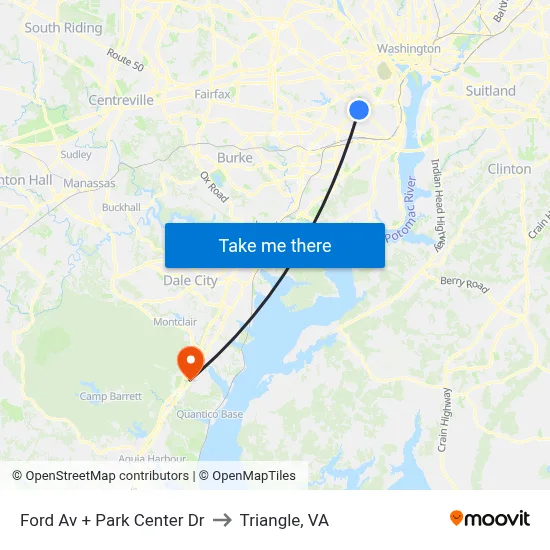 Ford Av + Park Center Dr to Triangle, VA map