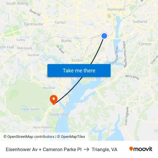 Eisenhower Av + Cameron Parke Pl to Triangle, VA map