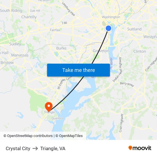Crystal City to Triangle, VA map