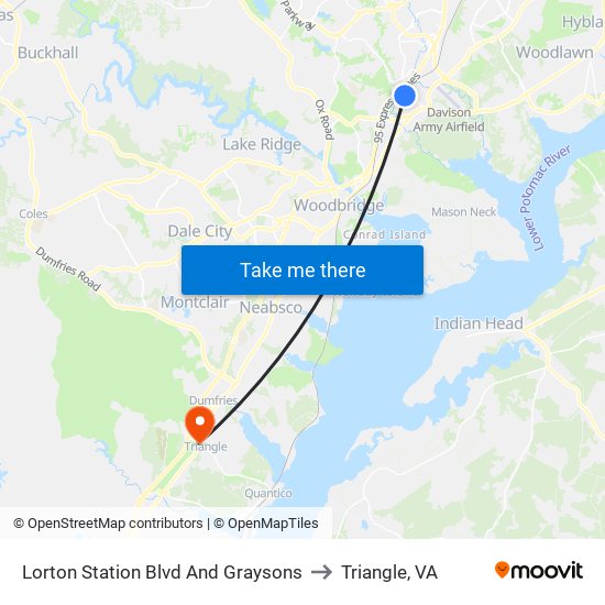 Lorton Station Blvd And Graysons to Triangle, VA map