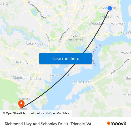 Richmond Hwy And Schooley Dr to Triangle, VA map