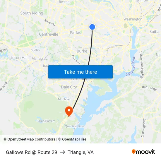 Gallows Rd @ Route 29 to Triangle, VA map