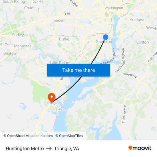 Huntington Metro to Triangle, VA map