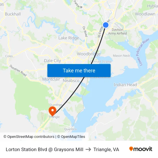 Lorton Station Blvd @ Graysons Mill to Triangle, VA map