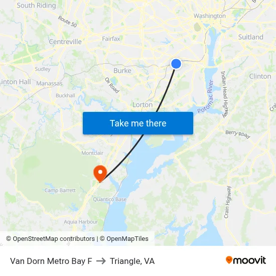 Van Dorn Metro Bay F to Triangle, VA map