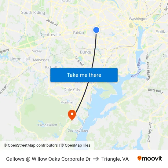 Gallows @ Willow Oaks Corporate Dr to Triangle, VA map