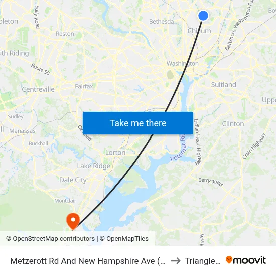 Metzerott Rd And New Hampshire Ave (Outbound) to Triangle, VA map