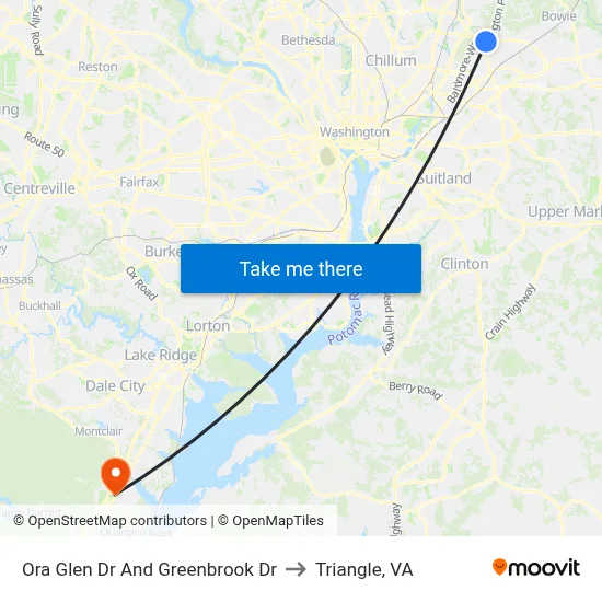 Ora Glen Dr And Greenbrook Dr to Triangle, VA map