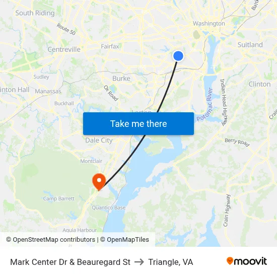 Mark Center Dr & Beauregard St to Triangle, VA map