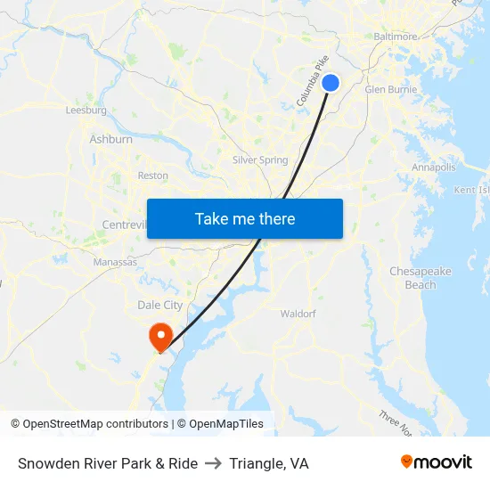 Snowden River Park & Ride to Triangle, VA map