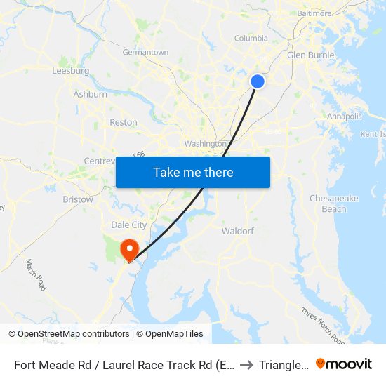 Fort Meade Rd / Laurel Race Track Rd (Eastbound) to Triangle, VA map