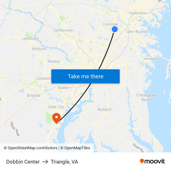 Dobbin Center to Triangle, VA map