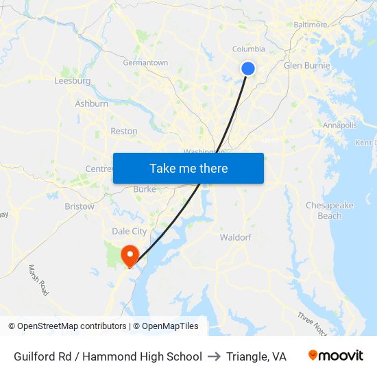 Guilford Rd / Hammond High School to Triangle, VA map