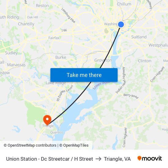 Union Station - Dc Streetcar / H Street to Triangle, VA map