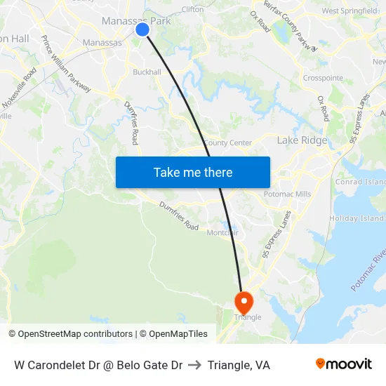 W Carondelet Dr @ Belo Gate Dr to Triangle, VA map