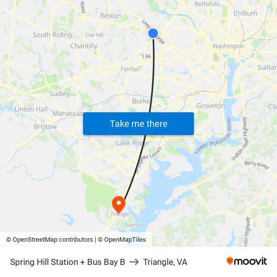 Spring Hill Station + Bus Bay B to Triangle, VA map