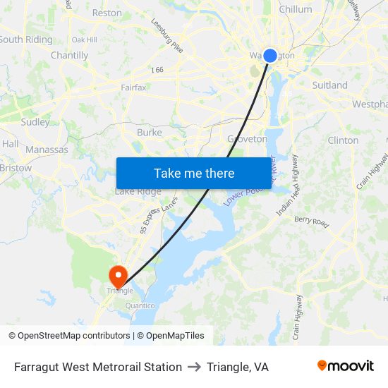 Farragut West  Metrorail Station to Triangle, VA map