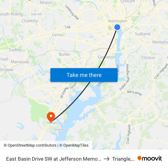 East Basin Drive SW at Jefferson Memorial (Wb) to Triangle, VA map