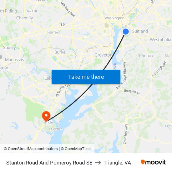 Stanton Road And Pomeroy Road SE to Triangle, VA map