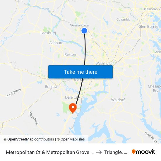 Metropolitan Ct & Metropolitan Grove Rd to Triangle, VA map