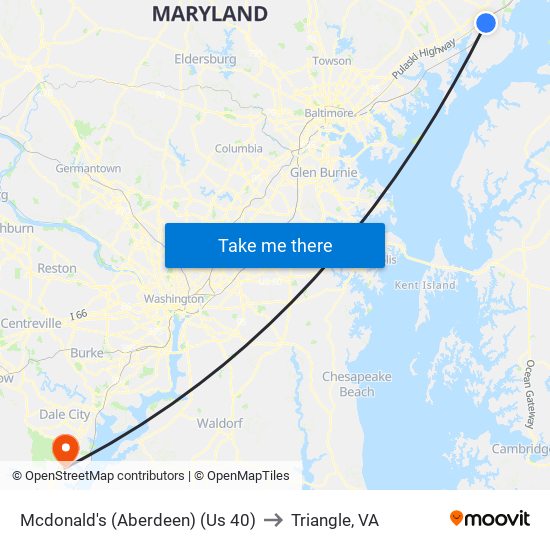 Mcdonald's (Aberdeen) (Us 40) to Triangle, VA map