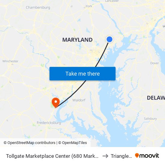 Tollgate Marketplace Center (680 Marketplace Dr) to Triangle, VA map