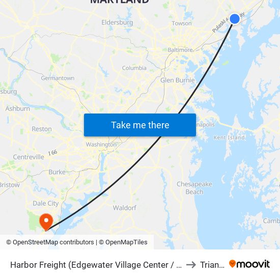 Harbor Freight (Edgewater Village Center / 1807 Pulaski Hwy / Stop Is on Us 40) to Triangle, VA map
