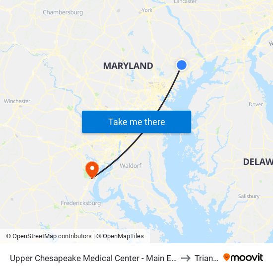 Upper Chesapeake Medical Center - Main Entrance (500 Upper Chesapeake Dr) to Triangle, VA map