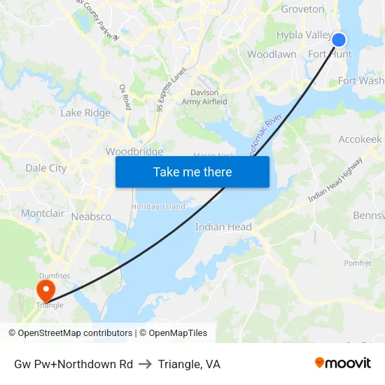 Gw Pw+Northdown Rd to Triangle, VA map