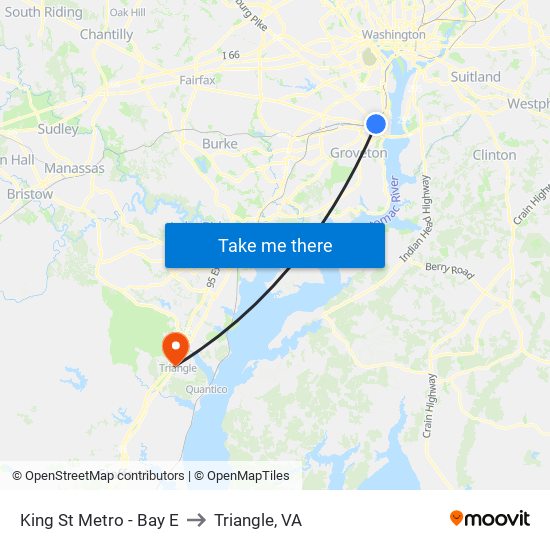 King St Metro - Bay E to Triangle, VA map