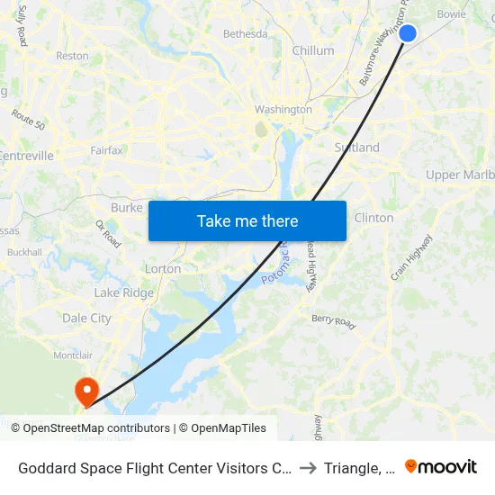 Goddard Space Flight Center Visitors Center to Triangle, VA map
