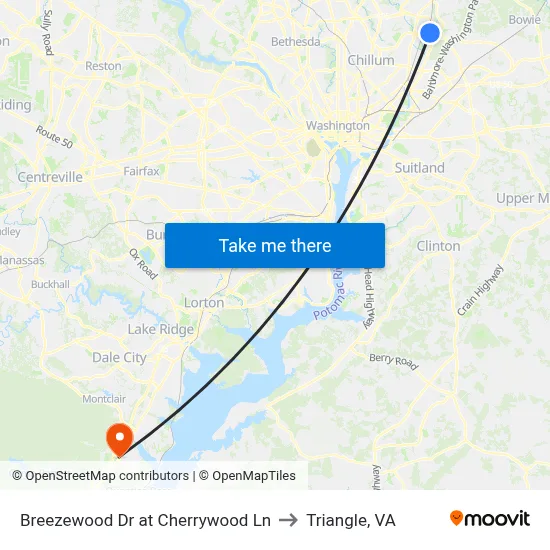 Breezewood Dr at Cherrywood Ln to Triangle, VA map