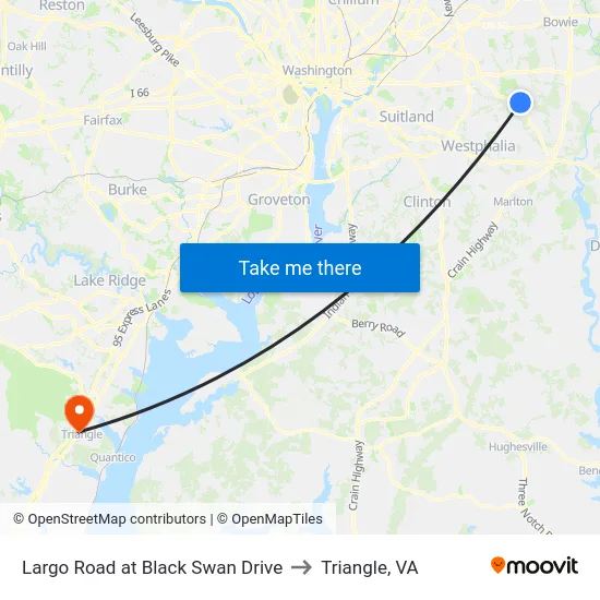 Largo Road at Black Swan Drive to Triangle, VA map