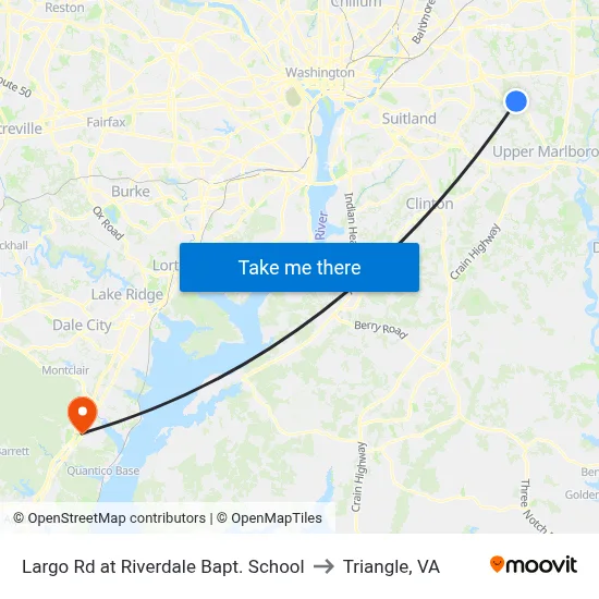 Largo Rd at Riverdale Bapt. School to Triangle, VA map