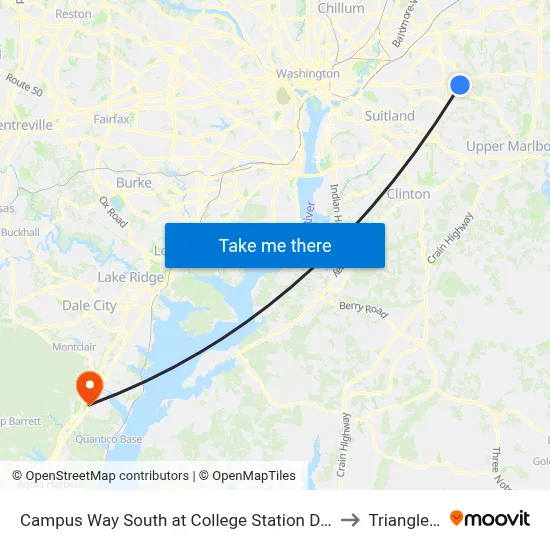 Campus Way South at College Station Drive (Pgcc) to Triangle, VA map