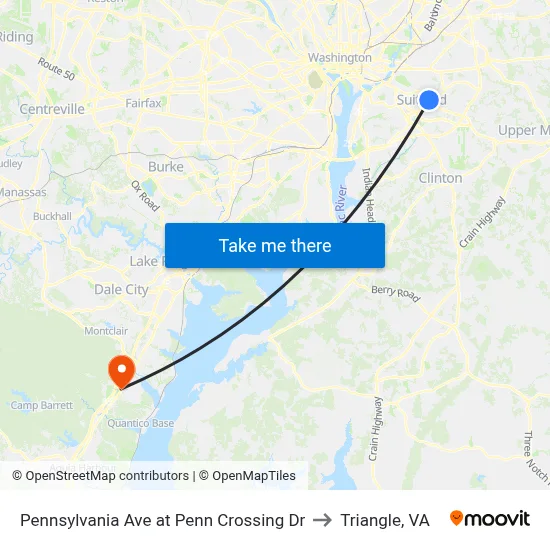 Pennsylvania Ave at Penn Crossing Dr to Triangle, VA map