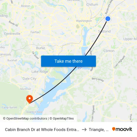 Cabin Branch Dr at Whole Foods Entrance to Triangle, VA map