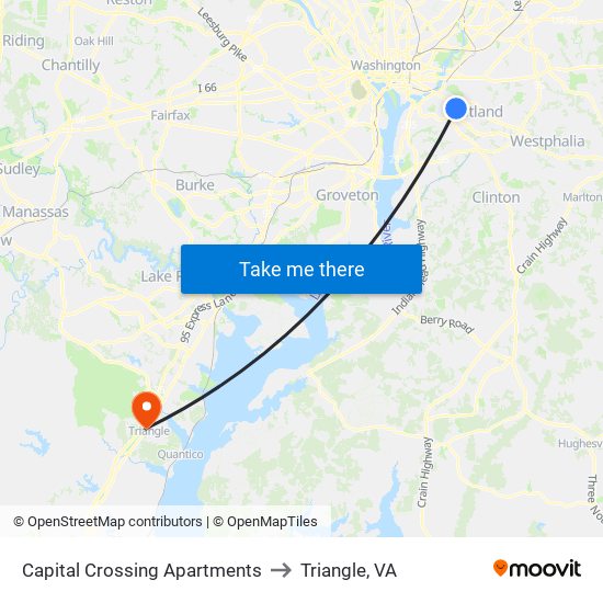 Capital Crossing Apartments to Triangle, VA map