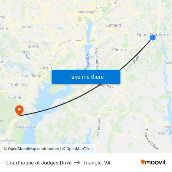 Courthouse at Judges Drive to Triangle, VA map
