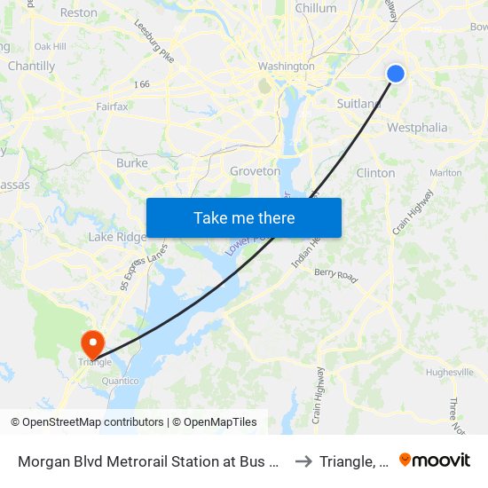 Morgan Blvd Metrorail Station at Bus Bay C to Triangle, VA map