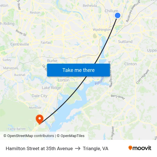 Hamilton Street at 35th Avenue to Triangle, VA map