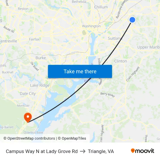 Campus Way N at Lady Grove Rd to Triangle, VA map