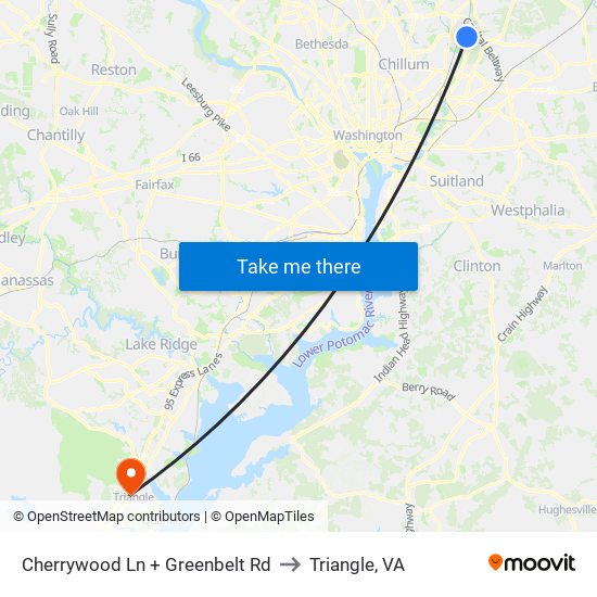 Cherrywood Ln + Greenbelt Rd to Triangle, VA map