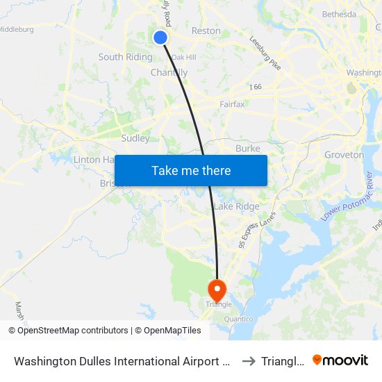 Washington Dulles International Airport Metrorail Station to Triangle, VA map