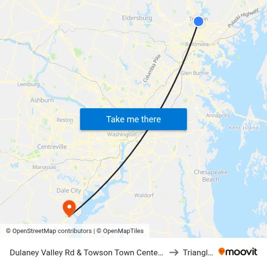 Dulaney Valley Rd & Towson Town Center Mall - Macy's Nb to Triangle, VA map